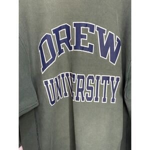 Champion Reverse Weave Sweatshirt Mens Green Graphic Drew University Comfort 2XL